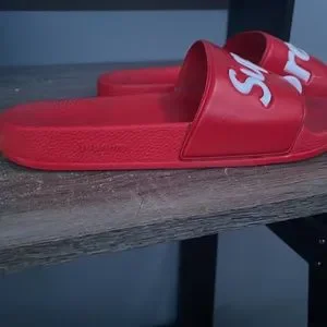 Supreme | Shoes | White And Red Supreme Slides Perfect  display picture 1